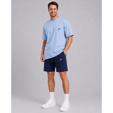 Backlain Mod Style Logo Erkek Oversize 2'li Takım Şort %100 Pamuk Rahat Kalıp