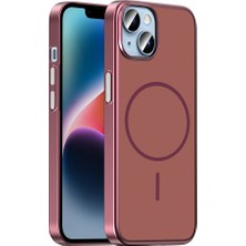 HTstore iPhone Uyumlu 15 Kılıf M-Safe Şarj Özellikli Zore Lora Pc Kapak-Mürdüm