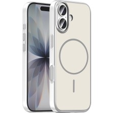 HTstore iPhone Uyumlu 17 Kılıf M-Safe Şarj Özellikli Zore Lora Pc Kapak-Gümüş