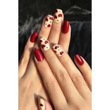 Easy Beauty Kırmızı Kalpli Small Beden Kısa Küt 10 Adet Takma Tırnak Seti T093