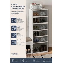 Kitchen Life 6 Katlı 12 Ayakkabı Kapasiteli Katlanabilir ve Taşınabilir Portatif Ayakkabılık - Geniş Dolap Raf