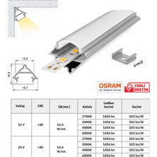 Arge Led Mutfak Dolabı ve Tezgah Altı Bombe Difüzörlü Köşe Bar LED 12V