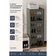 Kitchen Life 6 Katlı 12 Ayakkabı Kapasiteli Katlanabilir ve Taşınabilir Portatif Ayakkabılık - Geniş Dolap Raf