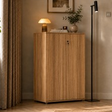 Adore Mobilya Rio 3 Raflı Kapaklı Kitaplık - Florida Meşe 72X109X34 cm