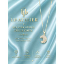 Up Atelier 925 Ayar Gümüş Ithal Zincirli Zirkon Taşlı Hilal Model Kolye