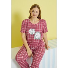 Siyah İnci Çok Renkli Curve Büyük Beden Battal Boy Örme Pijama Takımı