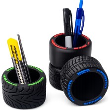 Yapı3D 🏎️ 3'lü Lastik Tasarımlı Kalemlik Seti | Masaüstü Düzenleyici | Dekoratif Kalem Organizeri 🖊️✨