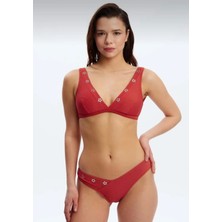D Lingerie Terracotta Yıldızlı Üçgen Bikini Takımı DM1679
