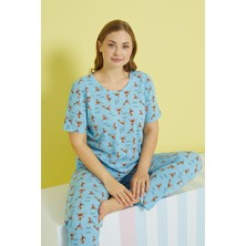 Siyah İnci Çok Renkli Curve Büyük Beden Battal Boy Örme Pijama Takımı