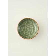 Bella Maison Floral Mango Ahşap Sunum Kasesi Yeşil Çiçek Desenli 20X6 Cm Zarif Tasarım 1 Adet