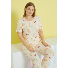 Siyah İnci Çok Renkli Curve Büyük Beden Battal Boy Örme Pijama Takımı
