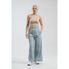 Bold & Young Kadın Su Yeşili Beli Lastikli Bol Paça Comfort Pantolon