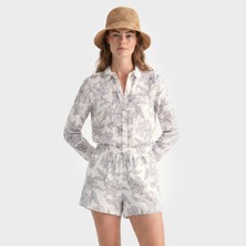 Gant Kadın Beyaz Regular Fit Çiçek Desenli Gömlek