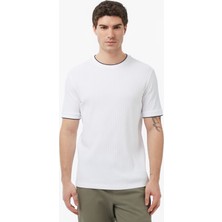 Nautica Erkek Beyaz Regular Fit Çizgili T-Shirt