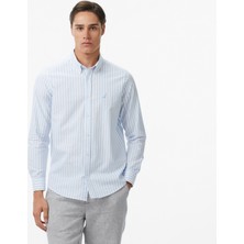 Nautica Erkek Mavi Regular Fit Çizgili Gömlek