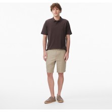 Nautica Erkek Kahverengi Regular Fit Keten Şort