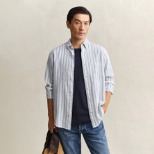 Gant Erkek Mavi Regular Fit Çizgili Gömlek