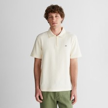 Gant Erkek Krem Regular Fit Yarım Fermuarlı Logolu Polo Yaka T-Shirt
