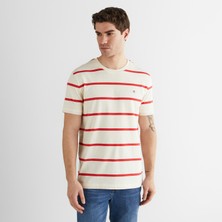 Gant Erkek Krem Renk Bloklu Kısa Kollu Logolu T-Shirt
