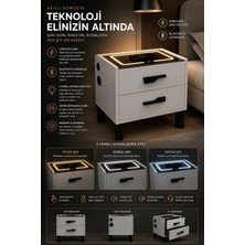 Decobox Diamond Beyaz Modern Tasarımlı MDF Komodin Bluetooth Hoparlör ve Ledli Şarj Ünitesi Özellikli