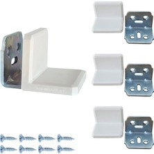 Mr.Bracket 4'lü Beyaz Dekoratif Gizli L Demir Gönye Köşebent 30X25X25MM - Mobilya Dolap Raf Kitaplık Sabitleme