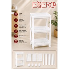 Esero 3 Katlı Modüler Çok Amaçlı Raf Tekerlekli Plastik Düzenleyici Beyaz Banyo Mutfak Balkon Depolama Rafı 38X29X74 cm