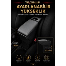 Trobus Daihatsu Cuore 1995-2008 Uyumlu Ayarlanabilir Ayaklı Kolçak Kol Dayama Bardaklıklı Gri