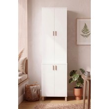Robin Home Porto Dar Alan Çok Amaçlı Mutfak Kiler Erzak Dolabı 45 cm Derinlik 4 Kapaklı Beyaz