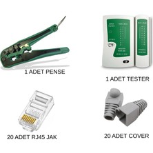 Speeduf Kablo Sıkma Pensesi + Network Tester + 20 Adet Cat6 RJ45 Jack + 20 Adet RJ45 Cover Seti