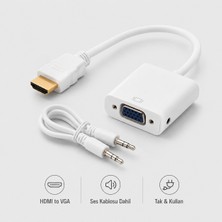 HDMI To VGA Kablosu Hd 1080P Sesli Dönüştürücü Adaptörü HDMI Erkek VGA Kadın Güç Kaynağı