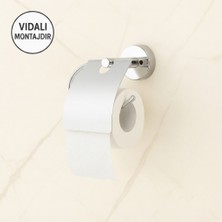 Riya Home Ev & Dekorasyon Krom Geniş Kapaklı Tuvalet Kağıtlığı