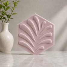 Armada Çini 15X17 cm Yapraklı Açık Pembe Altıgen Çini Seramik