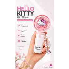 Dimute Shop Hello Kitty Mini El Fanı Taşınabilir USB Şarjlı Sessiz Masa ve El Tipi Vantilatör