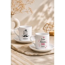 SARUHAN CONCEPT Evin Hanımı & Reisi Çift Kahve Fincanı,  Kişiye Özel Isim Yazılı Baskılı Kahve Fincanı, Özel Tasarım Baskılı Kahve Fincan Seti, 2li Set Olarak Satılmaktadır