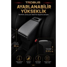 Trobus Peugeot 106 1991-2003 Uyumlu Ayarlanabilir Ayaklı Kolçak Kol Dayama Bardaklıklı Gri
