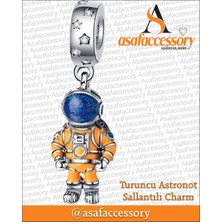 Turuncu Astronot Sallantılı Charm Gümüş