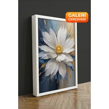 Zestia Beyaz Çerçeveli Kanvas Tablo Parlak Papatya – Modern Sanat Premium Seri No 100217