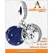 Hayat Ağacı Charm Gümüş Kaplama Asafaccessory Mavi