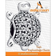 Taşlı Kaplumbağa Charm Gümüş