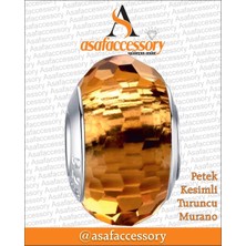 Petek Kesimli Turuncu Murano Gümüş