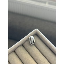 Çizgili Siyah Beyaz Murano Charm Gümüş