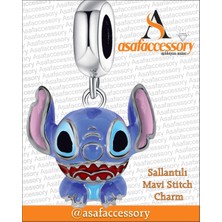 Sallantılı Mavi Stitch Charm Asafaccessory Gümüş
