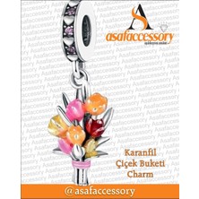 Karanfil Çiçek Buketi Charm Asafaccessory Pembe