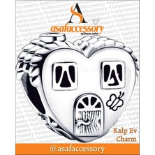 Kalp Ev Charm / Gümüş Kaplama