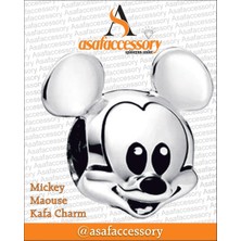 Mickey Kafa Charm Asafaccessory Gümüş