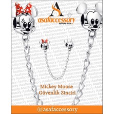 Mickey Mouse ve Minnie Mouse Güvenlik Zinciri Charm Gümüş Kaplama