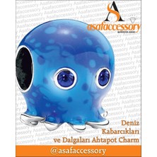 Deniz Kabarcıkları ve Dalgaları Ahtapot Charm Mavi