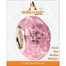 Kırık Buz Murano Pembe Gümüş Kaplama