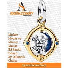 Minnie ve Mickey Iki Renkli Yuvarlak Charm Asafaccessory Sarı