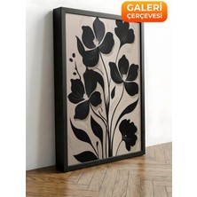 Zestia Siyah Çerçeveli Kanvas Tablo Çiçek Deseni – Modern Sanat Premium Seri No 112648
